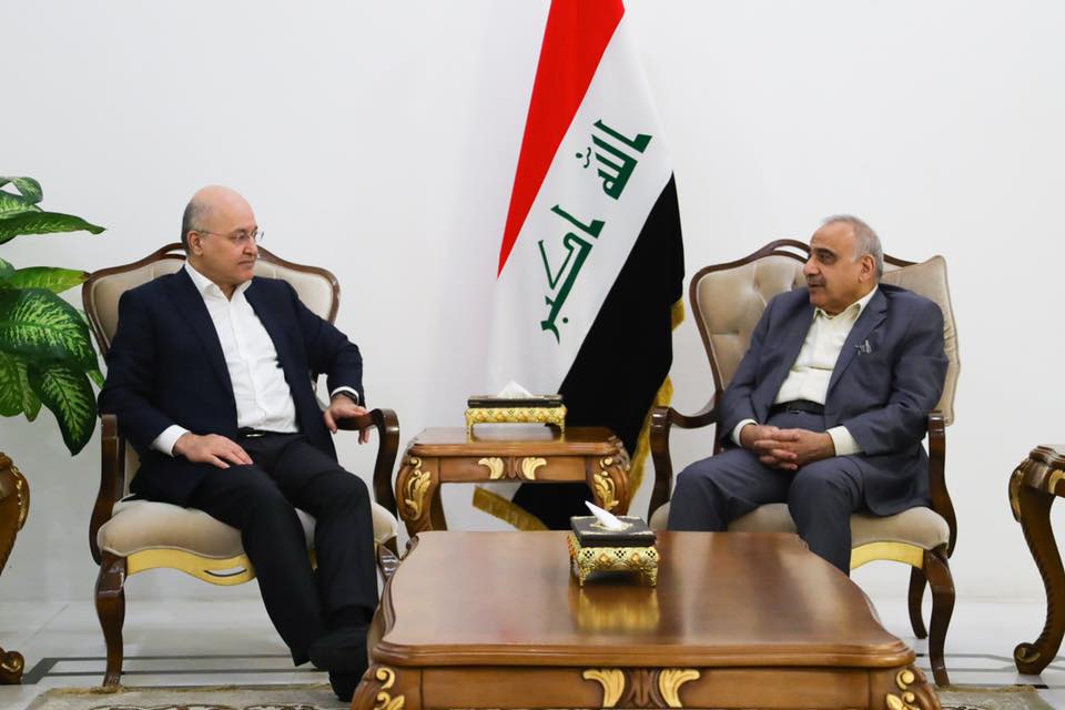 Saleh and Abdul-Mahdi discuss maintaining security and stability in Iraq 129112019_6565465656565
